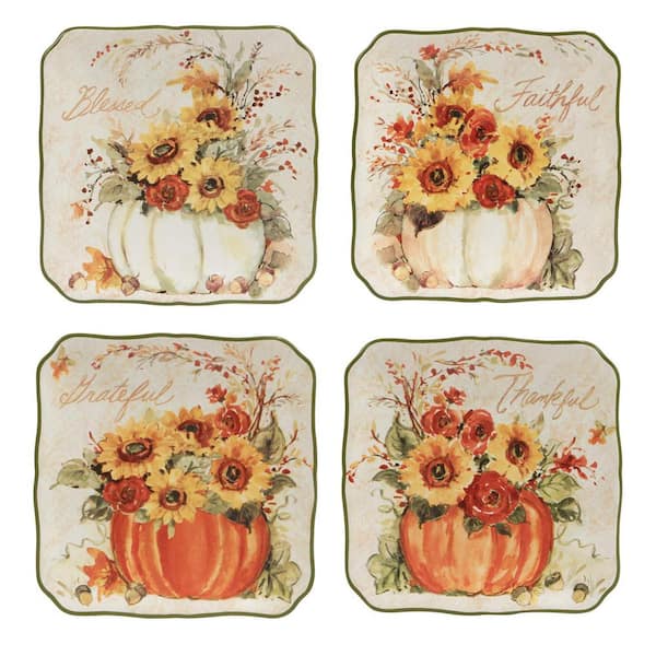 Certified International Harvest Morning Assorted Colors Dessert Plates (Set of 4)