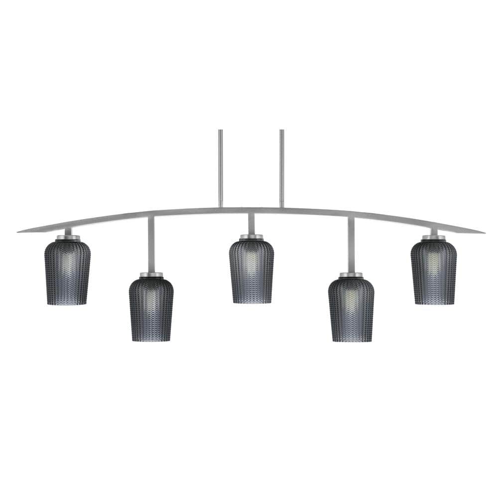Siena 51.25 in. 5-Light Graphite Chandelier with 5 in. Smoke Textured Glass