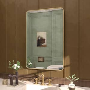 Cosy 24 in. W x 36 in. H Rectangular Framed Wall Bathroom Vanity Mirror in Brass