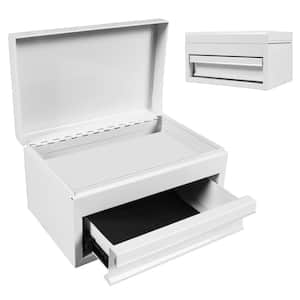 10 in. Mini Portable Steel Tool Box with Drawer for Home, Garage or Workbench, White