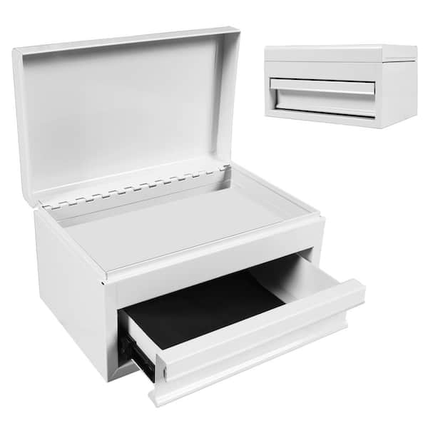 Torin 10 in. Mini Portable Steel Tool Box with Drawer for Home, Garage or Workbench, White