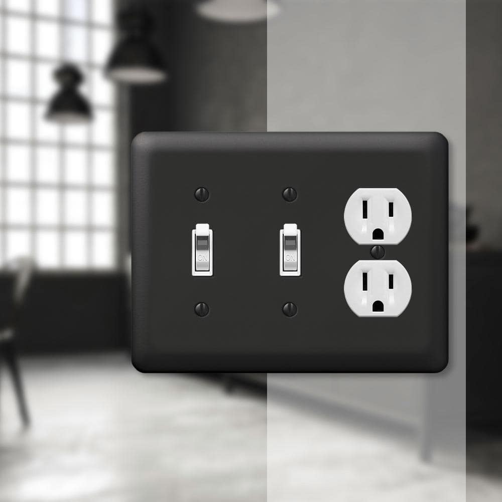 Black Metal 3-Gang Traditional Wall Plate