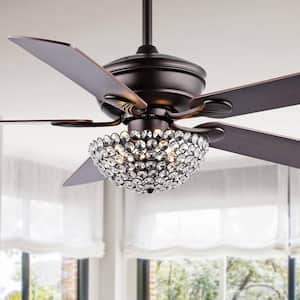 Cammy 52 in. Oil Rubbed Bronze 3-Light Traditional Transitional Iron Includes Remote LED Celling Fan