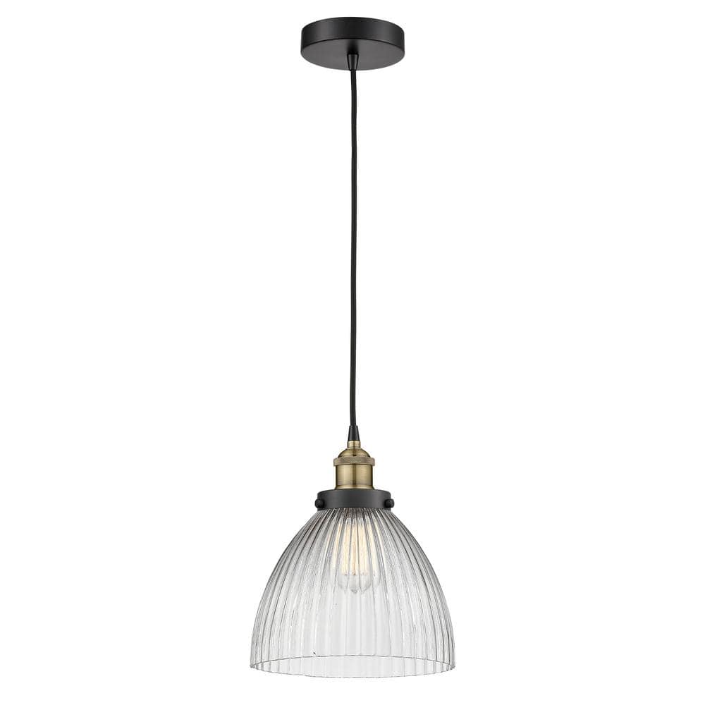 Seneca Falls 100-Watt 1-Light Black Antique Brass Standard Mini Pendant Light with Clear Glass Shade, No Bulbs Included price history on PriceWatchPro