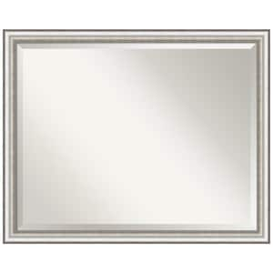 Salon Silver Narrow 30.5 in. W x 24.5 in. H Framed Beveled Wall Mirror in Silver