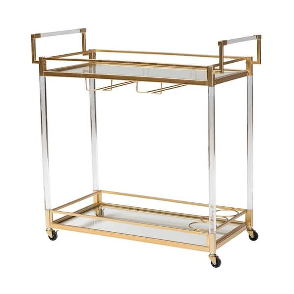 Baxton Studio Savannah Gold Wine Cart 220 12524 HD The Home Depot