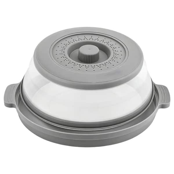 10.7 in. Plastic and Silicone Microwave Splatter Cover for Food, Meal Prep, Kitchen Essential Gadgets, gray (1-Pack)