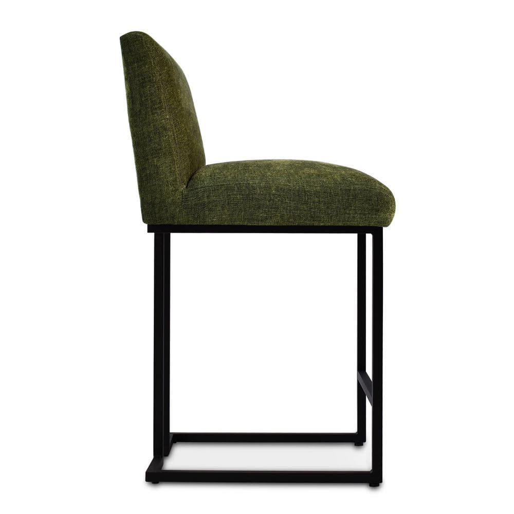 Green Metal Counter Height Stool with Sled Base, Set of 2