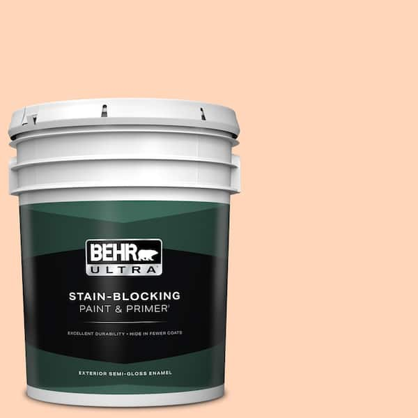 BEHR ULTRA 5 gal. #260A-3 Peach Beige Semi-Gloss Enamel Exterior Paint & Primer