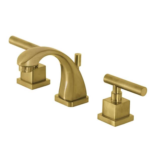 Kingston Brass Claremont 8 in. Widespread 2-Handle Bathroom Faucets with Brass Pop-Up in Brushed Brass