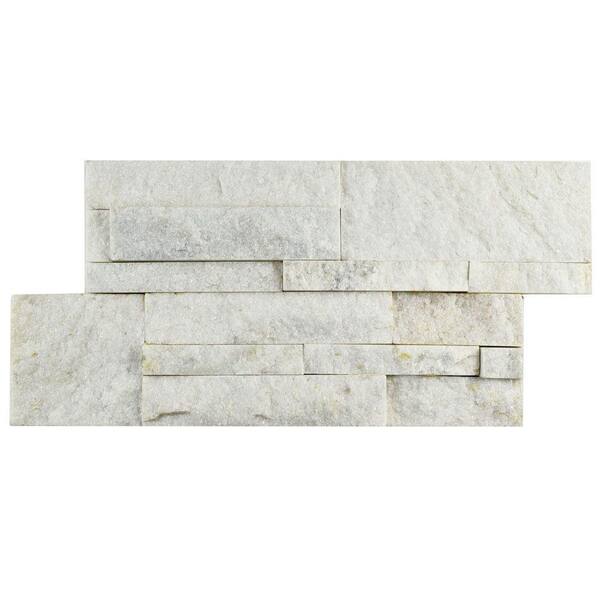 Merola Tile Ledger Panel White Quartzite 7 in. x 13-1/2 in. Natural Stone Wall Tile (5.35 sq. ft. / case)