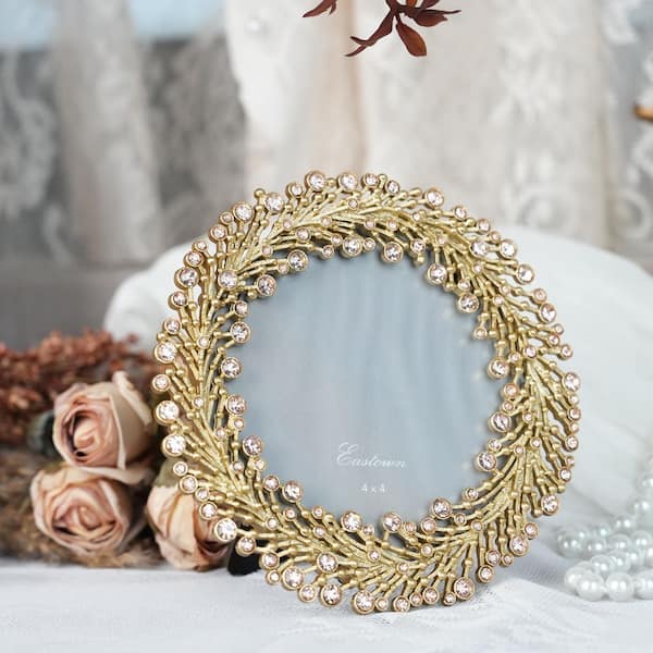 Crystals 4 x 4 Matted Gold Picture Frame