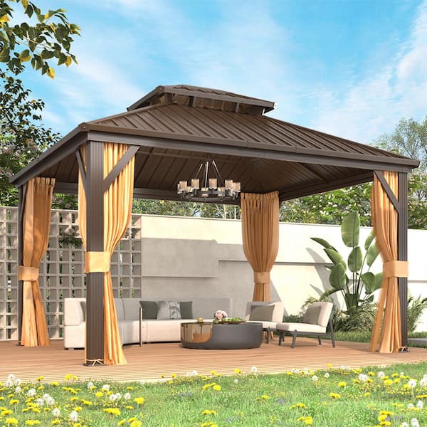 パーフェクトペテンシー　2枚 12 ft. x 14 ft. Hardtop Gazebo with Galvanized Steel Double