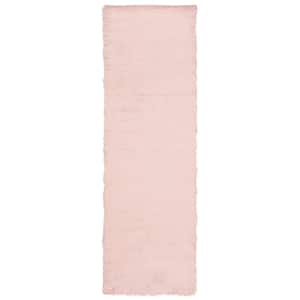 Faux Sheep Skin Pink 3 ft. x 6 ft. Solid Runner Rug