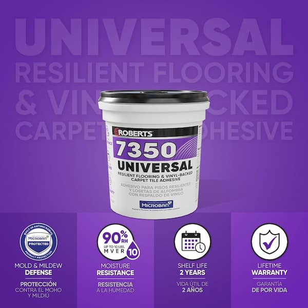 7350 1 Gal. 8-10 Hour Dry Time Universal Resilient Flooring and Vinyl-Backed Carpet Tile Floor Adhesive in Off White
