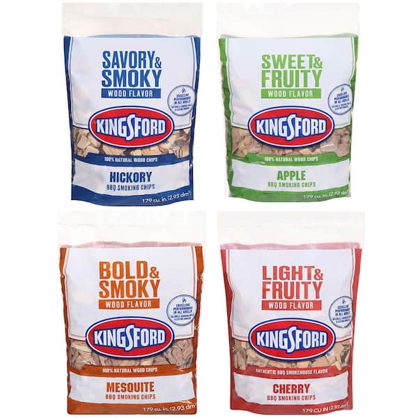 179 cu. in. Hickory, Apple, Mesquite, Cherry Wood Chips Bundle (4-Pack)