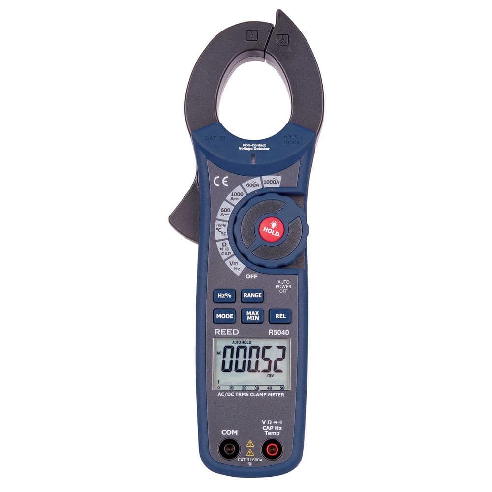REED Instruments AC/DC Clamp Meter with Temperature and Non-Contact Voltage Detector -  R5040