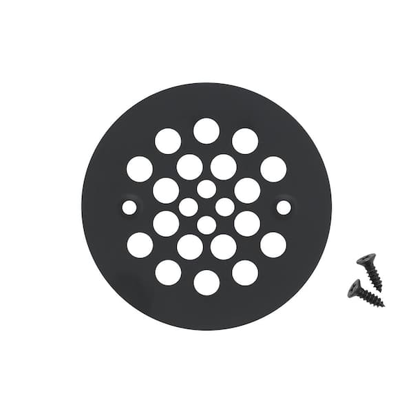 Premier Copper Products Circular Shower Drain 4.25 in. x 4.25 in. x 0.125 in. in a Matte Black Finish, Solid Brass, Decorative Drain Cover