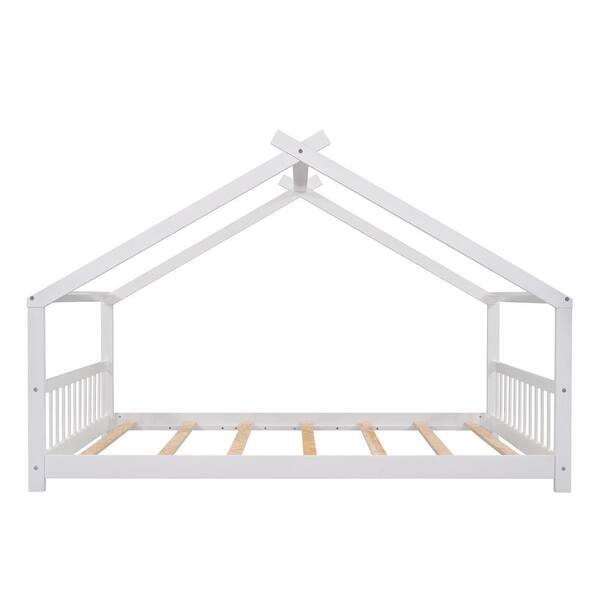 ATHMILE White Full Size House Bed Wood Bed