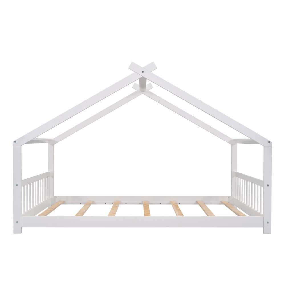 ANBAZAR White Full Size Toddlers House Bed with Headboard and Footbard ...