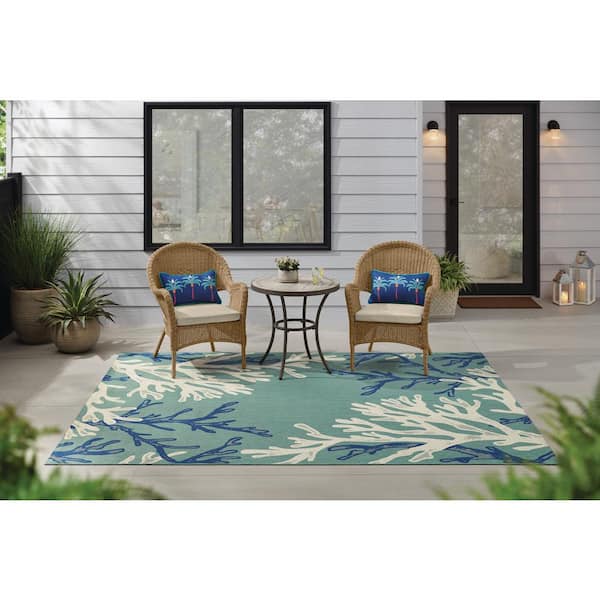 5' X 7' Indoor Outdoor Rug Gray Tropical Porch Deck Patio Outdoor