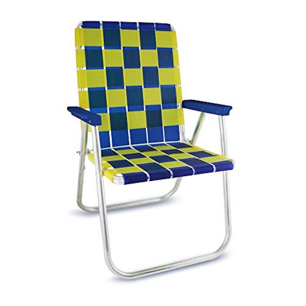 Durable Blue And Yellow Aluminum Lightweight Stackable Folding Lawn Chair