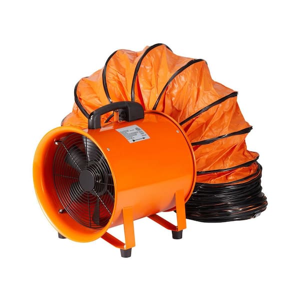 Portable Ventilator, 16 in. Heavy Duty Cylinder Fan with 33 ft. Duct Hose, 1350 W Blower Fan in Orange 5175 CFM