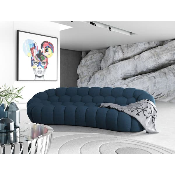 Divani Casa Yolonda-Modern Curved Dark Teal Fabric Sofa