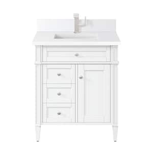 Brittany 30.0 in. W x 23.5 in. D x 34.0 in. H Bathroom Vanity in Bright White with White Zeus Silestone Quartz Top