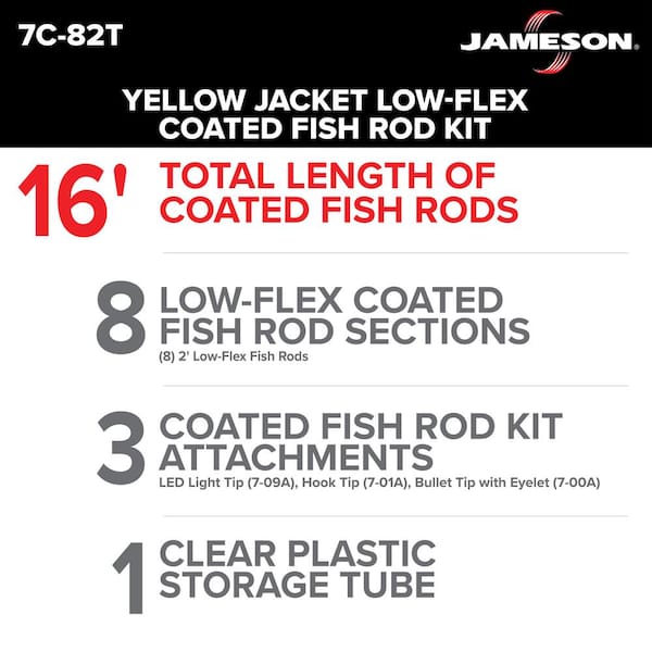 Jameson Tools-Low-Flex Yellow Coated Fish Rod Kit, 16', 7C-82T