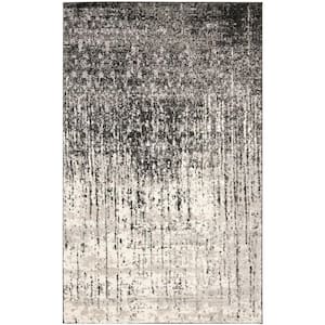 Retro Black/Light Gray Doormat 3 ft. x 4 ft. Solid Area Rug