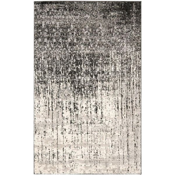SAFAVIEH Retro Black/Light Gray 6 ft. x 9 ft. Solid Area Rug