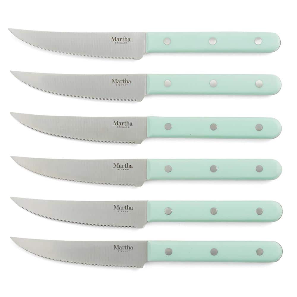 Martha Blue 14-Piece Stainless Steel Knife Block Set with Acacia Wood Block