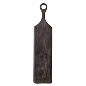 23.75 in. Black Round Acacia Wood Cheese and Cutting Board with Round Opening on Handle