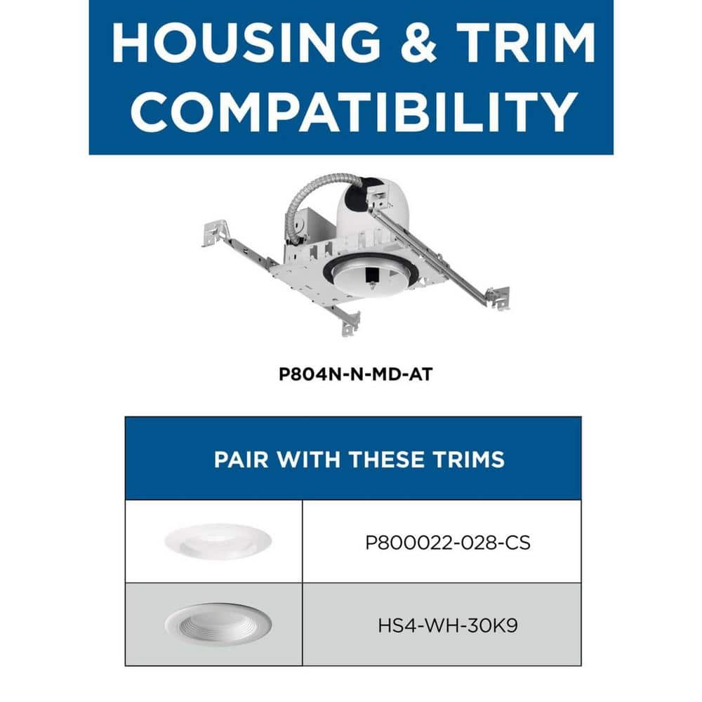 4" Gray Steel Air-Tight New Construction Recessed Housing