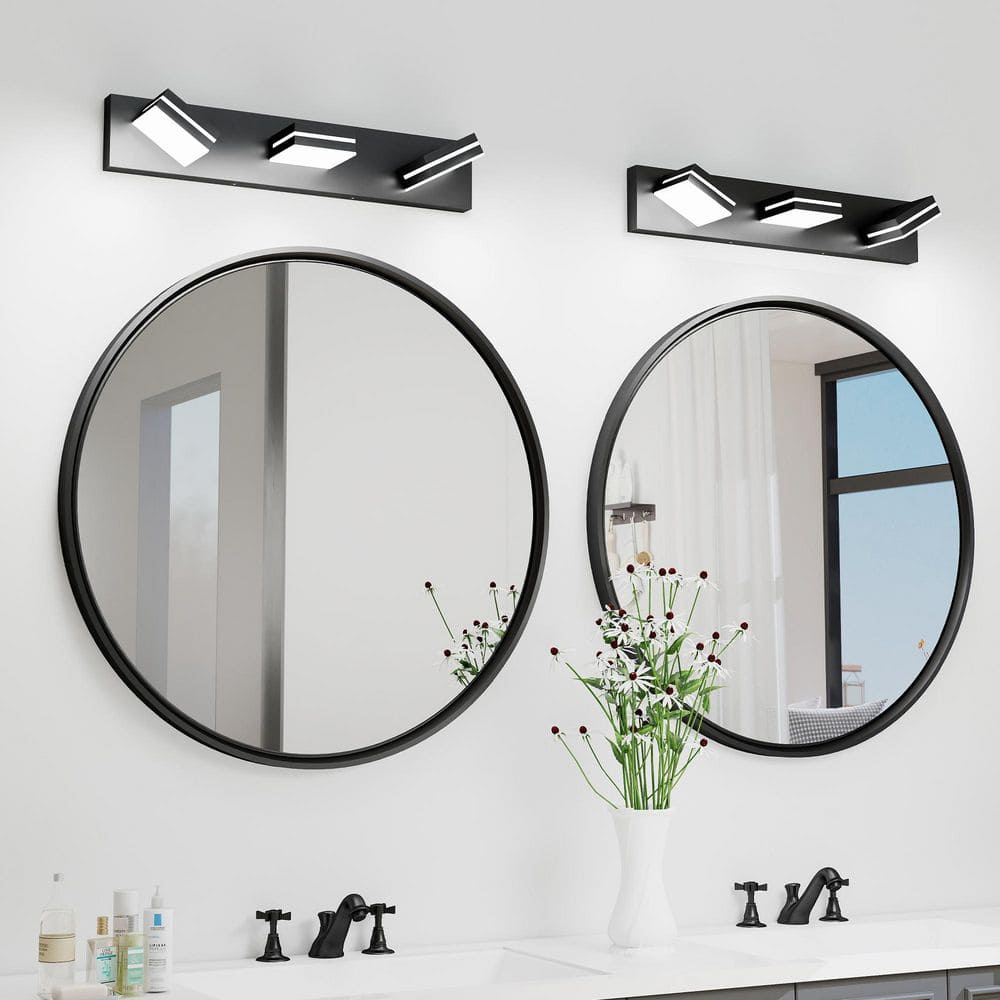 24 in. 3-Light Black LED Vanity Light Bar with Sleek Minimalist Design and Moisture-Resistant Metal Construction price history on PriceWatchPro