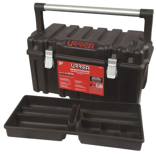 URREA 21 in. High Resistance Plastic Tool Box with Metal Clasps and Removable Tray