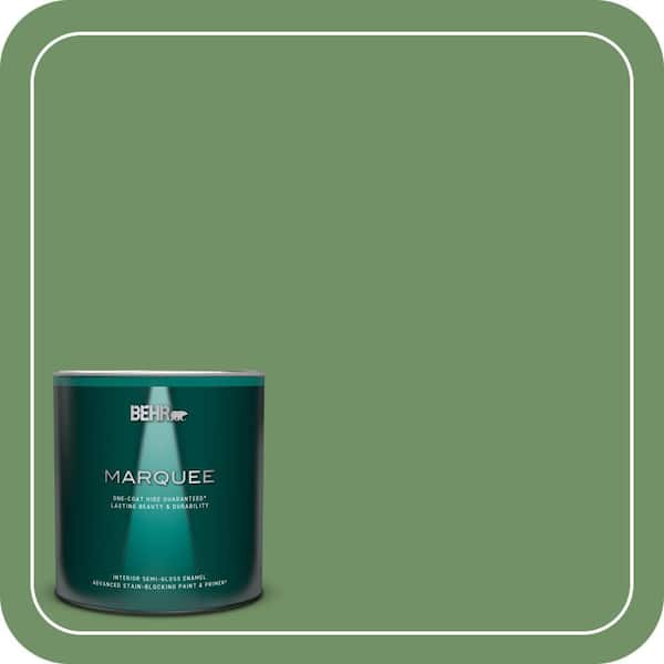 BEHR MARQUEE 1 qt. #M400-6A Mossed Opportunity One-Coat Hide Semi-Gloss Enamel Interior Paint & Primer
