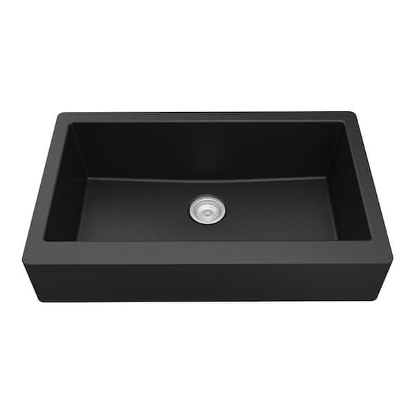 Kroscro Kitchen Sink Multifunctional 304 Single Bowl Black Stainless Steel  Sink New Utility Sink Premium Farmhouse Style Sink with Waterfall Sink