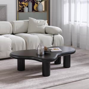47 in. Black  Round Wood Coffee Table