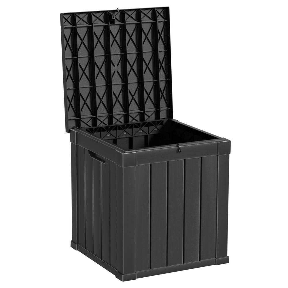 60 Gal. Medium Black Wood Grain Resin Deck Box with Thickened Panels 400 lbs Lid Capacity Lockable Outdoor Storage price history on PriceWatchPro