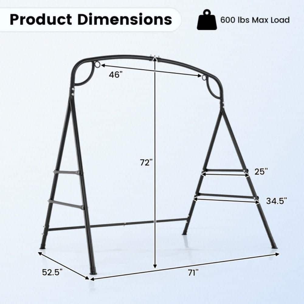 Black Heavy-Duty Metal Swing Stand with Reinforced Crossbars