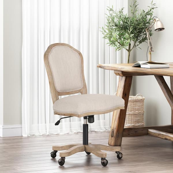 Tilton Beige and Natural Upholstered Swivel Office Chair