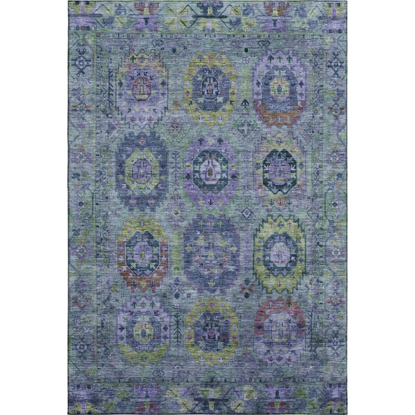 Mayfield Premium Machine Washable Abstract AMF2228 Green 10 ft. x 14 ft. Area Rug