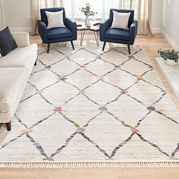 Gertmenian Amiens Dieppe Cream Casual Trellis Indoor Area Rug, 5'x7'
