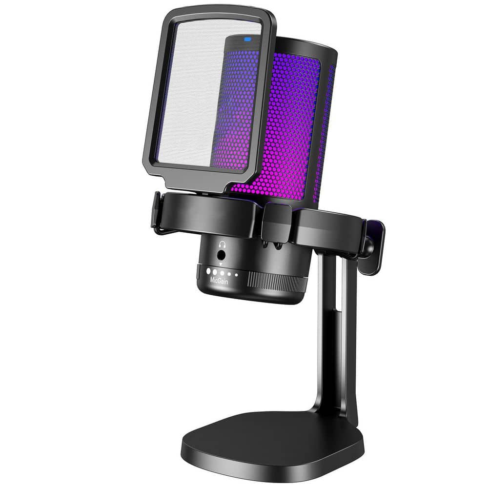 USB Gaming Microphone Condenser Mic with RGB Lights Noise Cancellation Mute Gain for Streaming in Black price history on PriceWatchPro