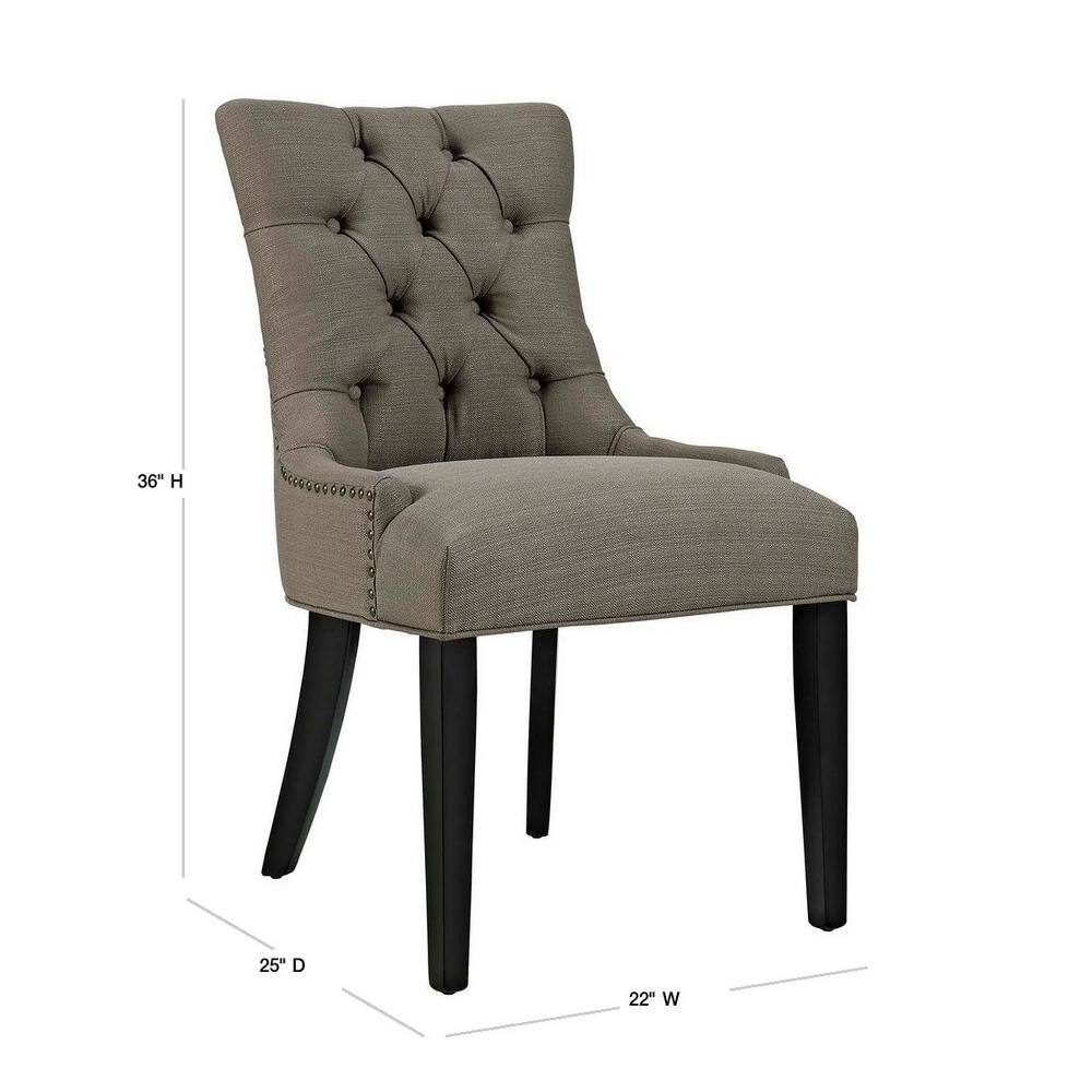Elegant Granite Tufted Side Chair with Nailhead Trim and Wood Legs