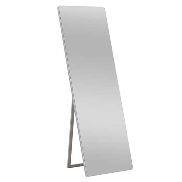 Dovelina Oversized White Wood Shelves & Drawers Classic Mirror (64 in. H X 21 in. W)