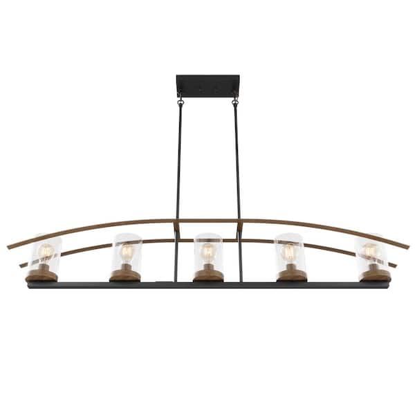 52.7 in. 5-Light Kitchen Island Chandelier Linear Farmhouse Ceiling Hanging Lighting