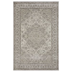 Malanie Crewford Gray 6 ft. 7 in. x 9 ft. 2 in. Geometric Polypropylene Indoor Area Rug